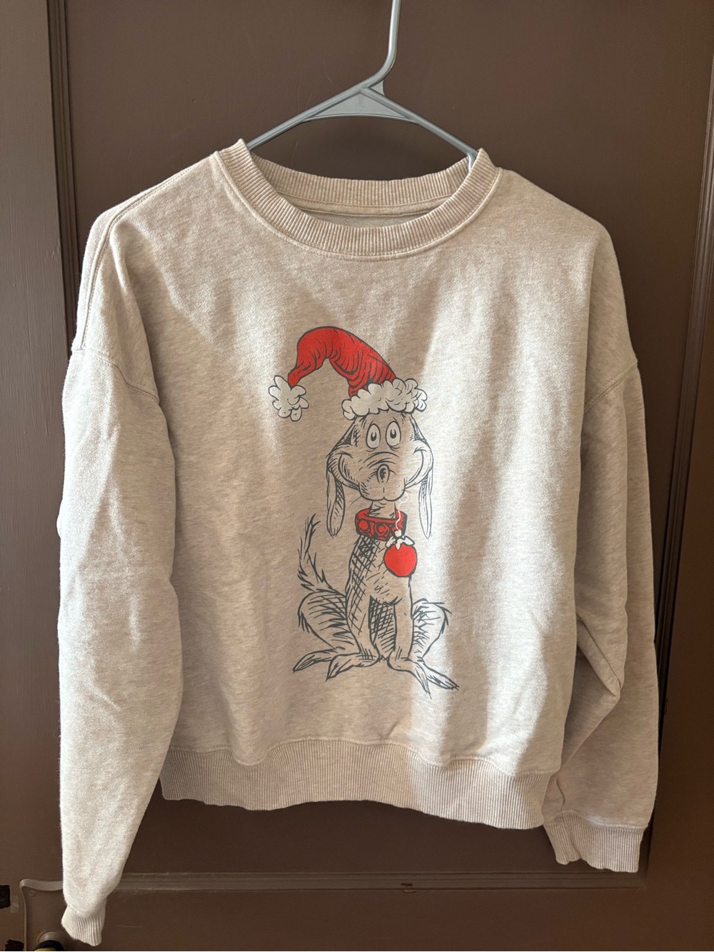 Women’s  Beige Graphic Sweatshirt with Festive Max crewneck